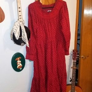Red Midi Prarie Dress
